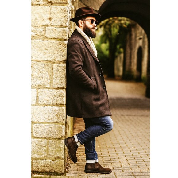 Clarks Mens Brown Nubuck Shearling Lined Ankle Boots 10M Winter Warm - Picture 1 of 14